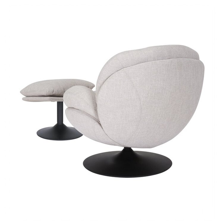 Fauteuil pivotant avec pouf Isobel tissu lin taupe