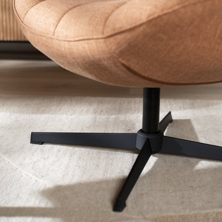 Fauteuil pivotant avec pouf Santa tissu lin orange cuivre