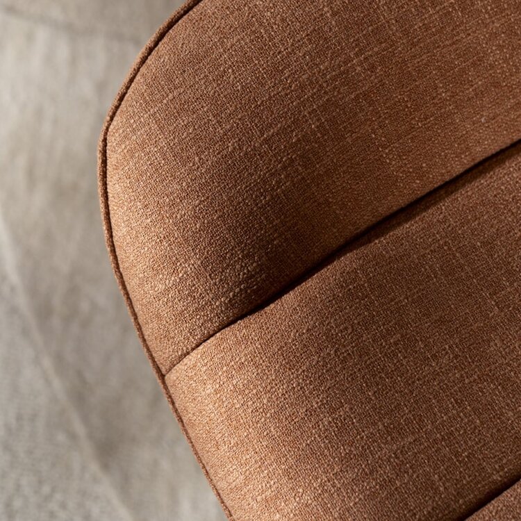 Fauteuil pivotant avec pouf Santa tissu lin orange cuivre