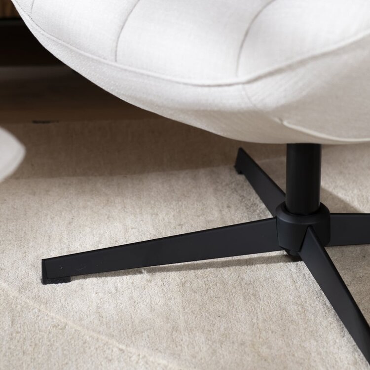 Fauteuil pivotant avec pouf Santa tissu lin blanc cassé