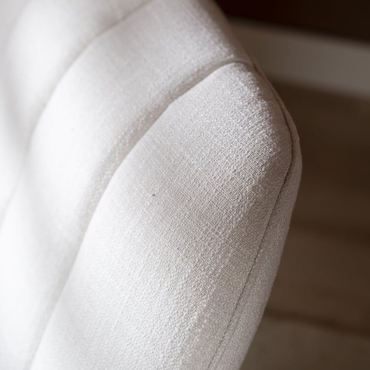 Fauteuil pivotant avec pouf Santa tissu lin blanc cassé