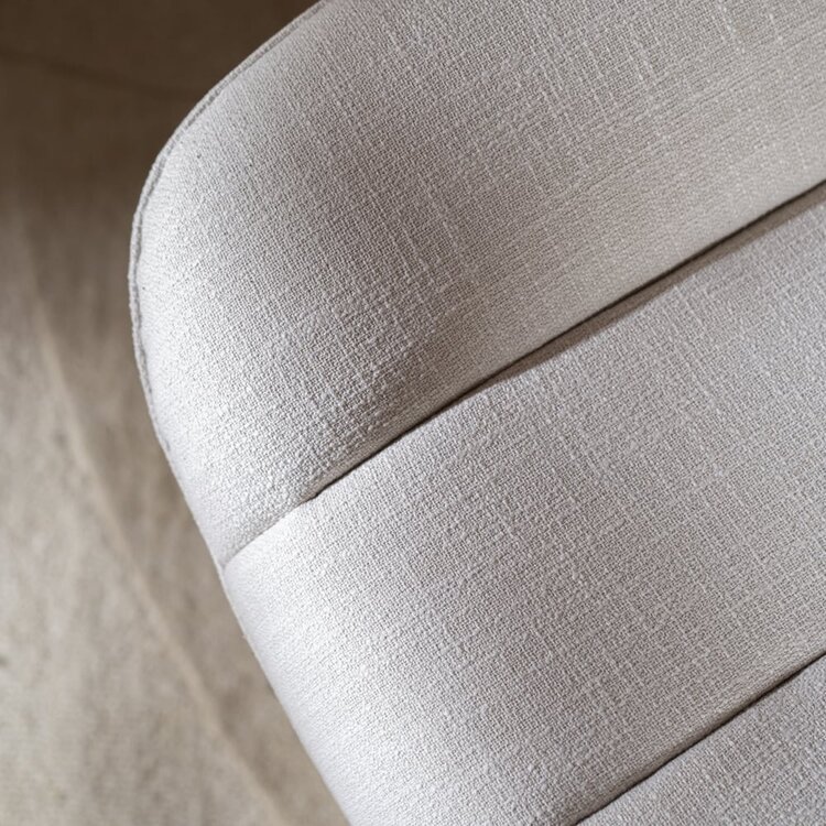 Fauteuil pivotant avec pouf Santa tissu lin blanc cassé