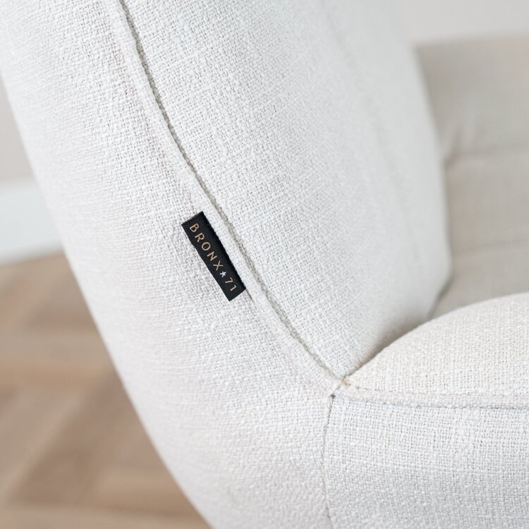 Fauteuil pivotant avec pouf Santa tissu lin blanc cassé