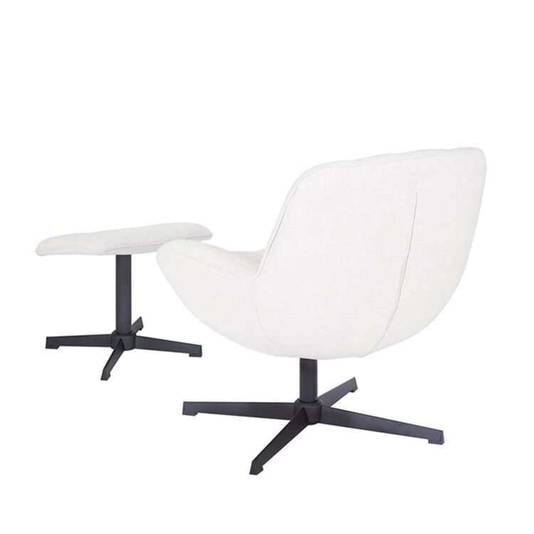 Fauteuil pivotant avec pouf Santa tissu lin blanc cassé