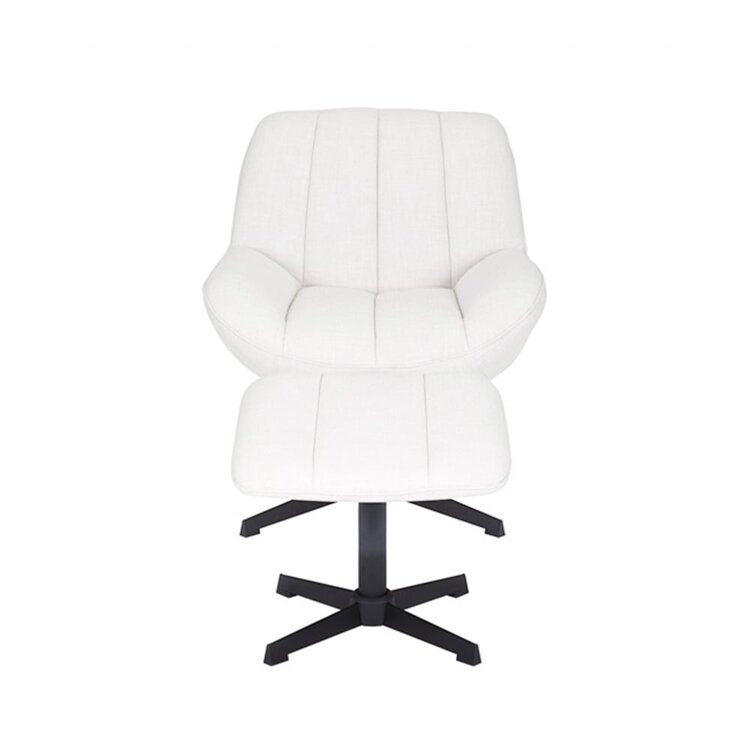 Fauteuil pivotant avec pouf Santa tissu lin blanc cassé