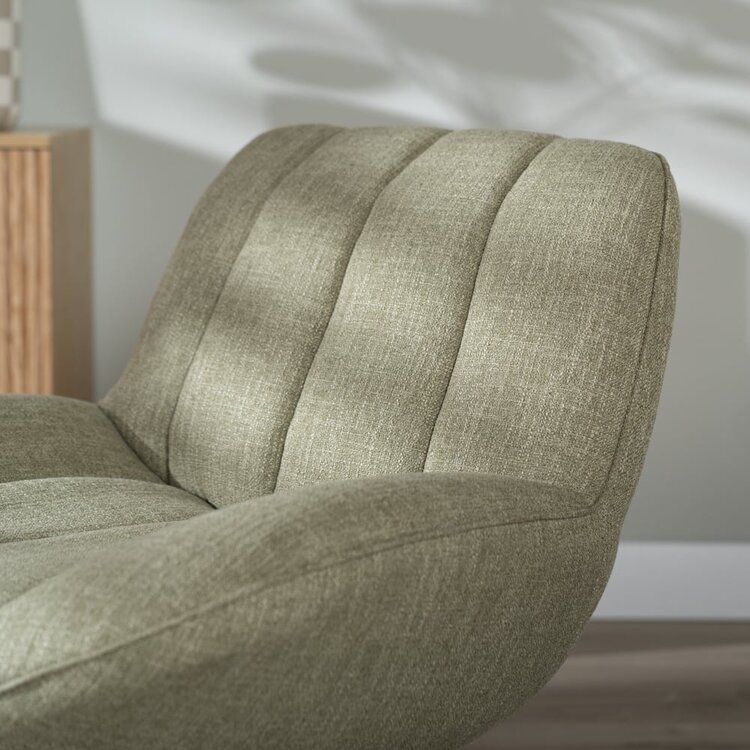 Fauteuil pivotant avec pouf Santa tissu lin vert olive