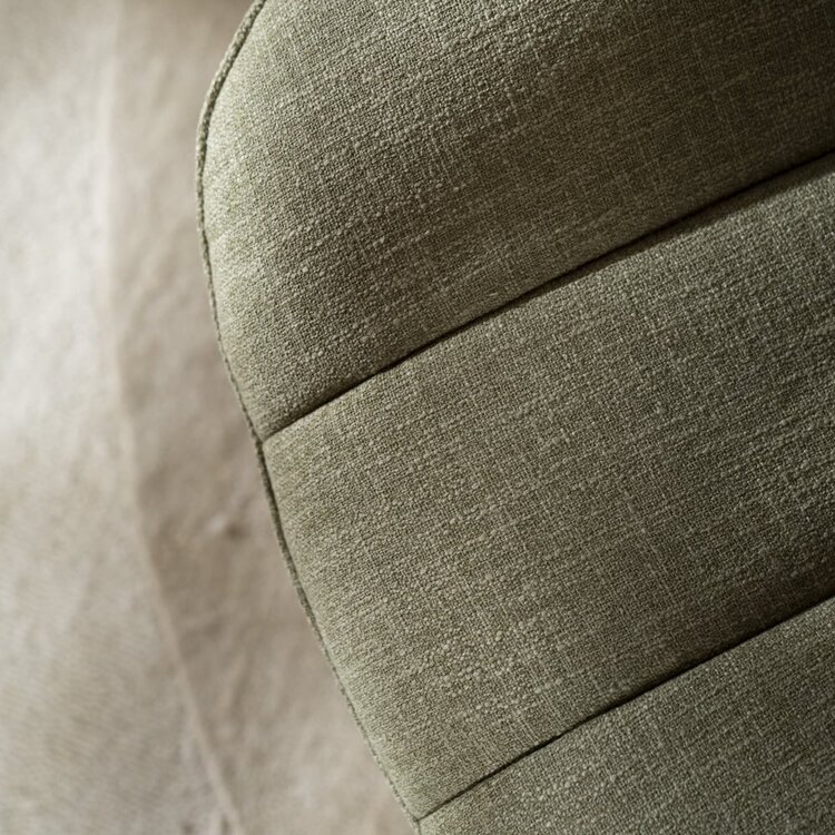 Fauteuil pivotant avec pouf Santa tissu lin vert olive