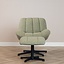 Fauteuil pivotant avec pouf Santa tissu lin vert olive