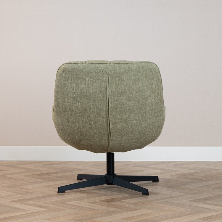 Fauteuil pivotant avec pouf Santa tissu lin vert olive