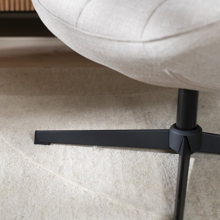 Fauteuil pivotant avec pouf Santa tissu lin taupe