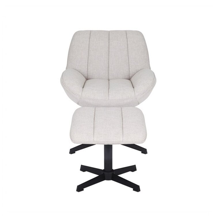 Fauteuil pivotant avec pouf Santa tissu lin taupe