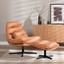 Fauteuil pivotant avec pouf Cristo tissu lin orange cuivre