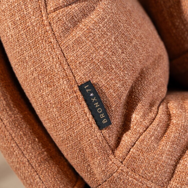 Fauteuil pivotant avec pouf Cristo tissu lin orange cuivre