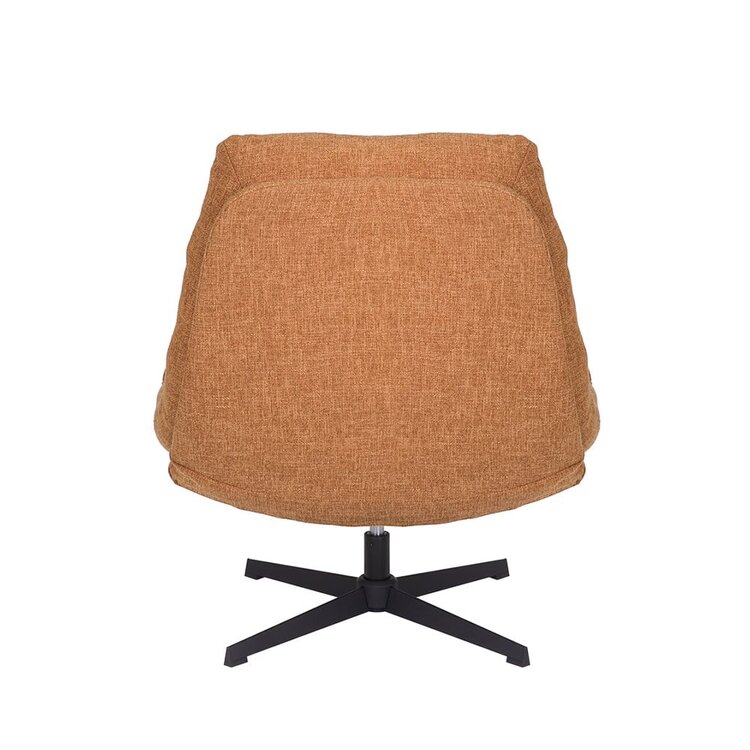 Fauteuil pivotant avec pouf Cristo tissu lin orange cuivre