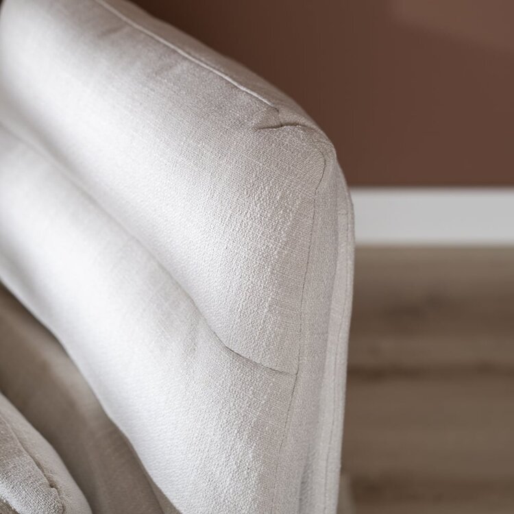 Fauteuil pivotant avec pouf Cristo tissu lin blanc cassé