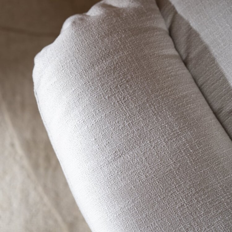 Fauteuil pivotant avec pouf Cristo tissu lin blanc cassé