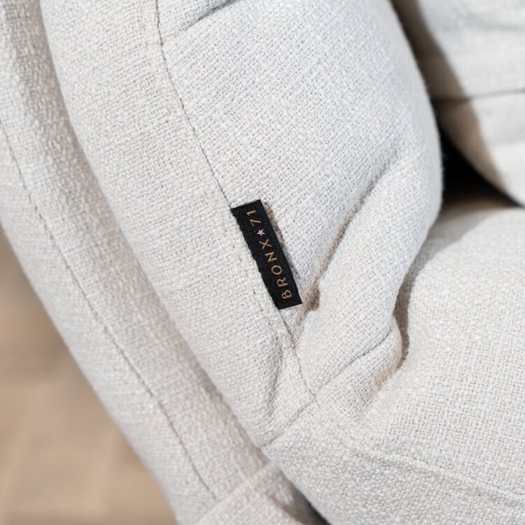 Fauteuil pivotant avec pouf Cristo tissu lin blanc cassé