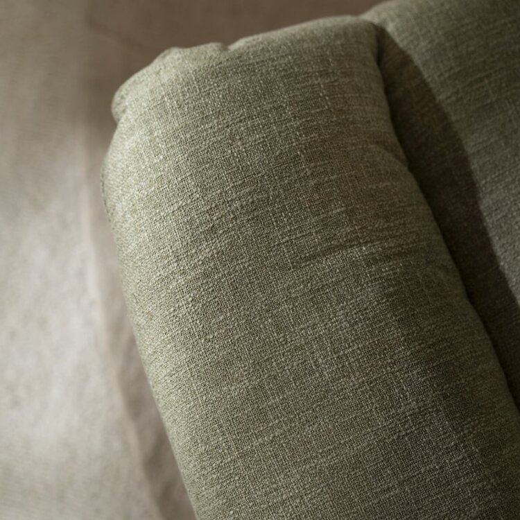 Fauteuil pivotant avec pouf Cristo tissu lin vert olive