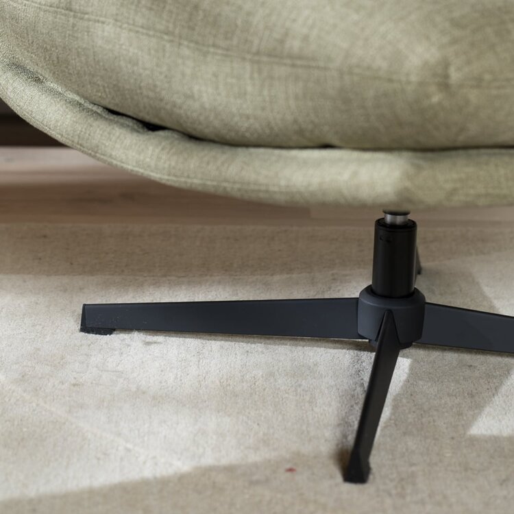 Fauteuil pivotant avec pouf Cristo tissu lin vert olive