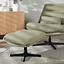 Fauteuil pivotant avec pouf Cristo tissu lin vert olive