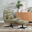 Fauteuil pivotant avec pouf Cristo tissu lin vert olive