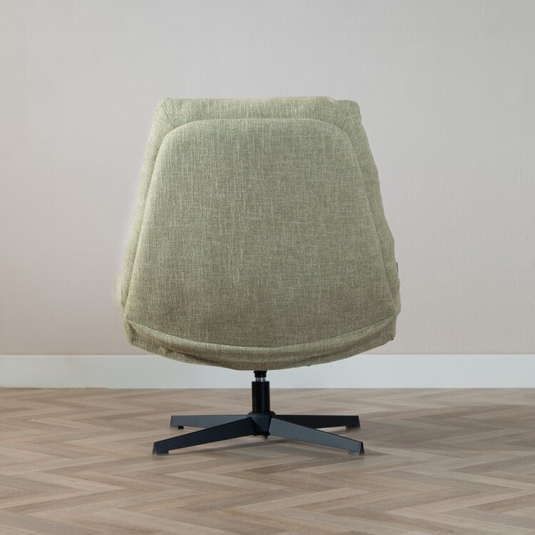 Fauteuil pivotant avec pouf Cristo tissu lin vert olive