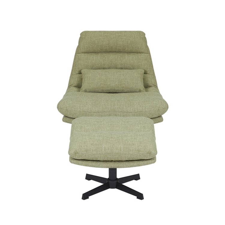 Fauteuil pivotant avec pouf Cristo tissu lin vert olive