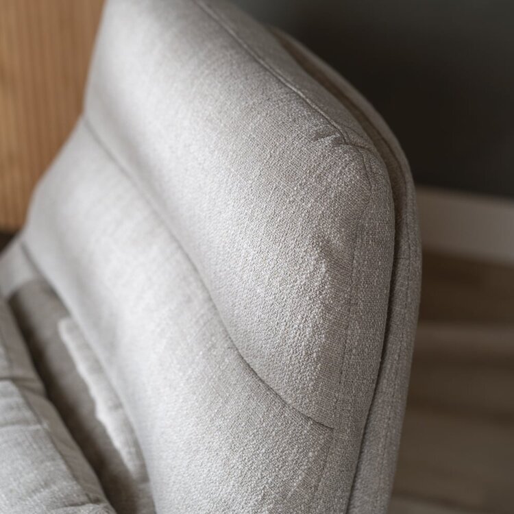 Fauteuil pivotant avec pouf Cristo tissu lin taupe