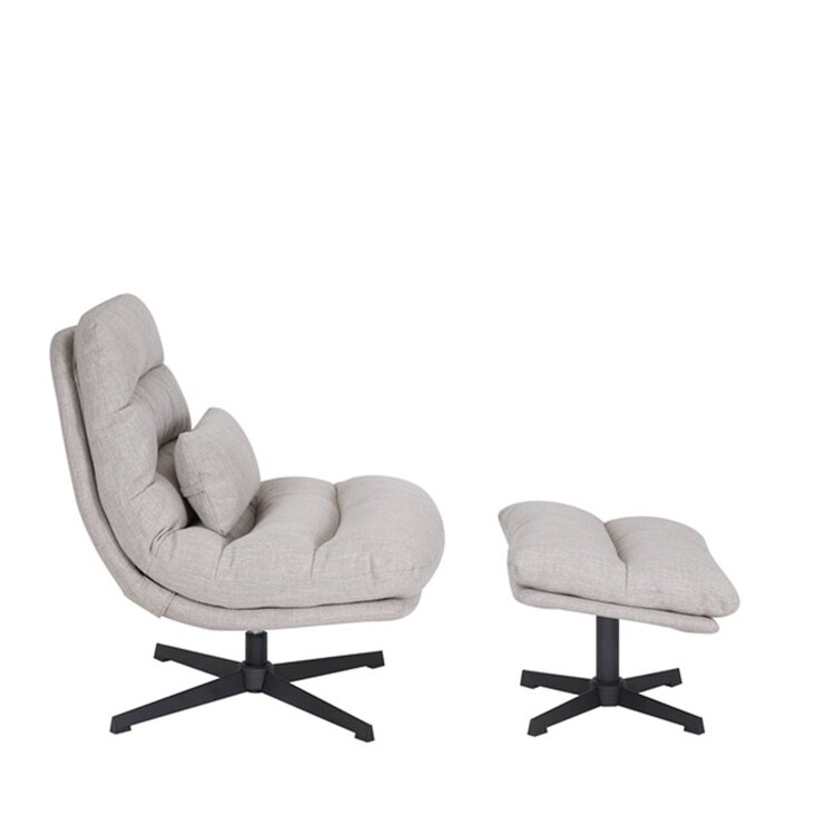 Fauteuil pivotant avec pouf Cristo tissu lin taupe
