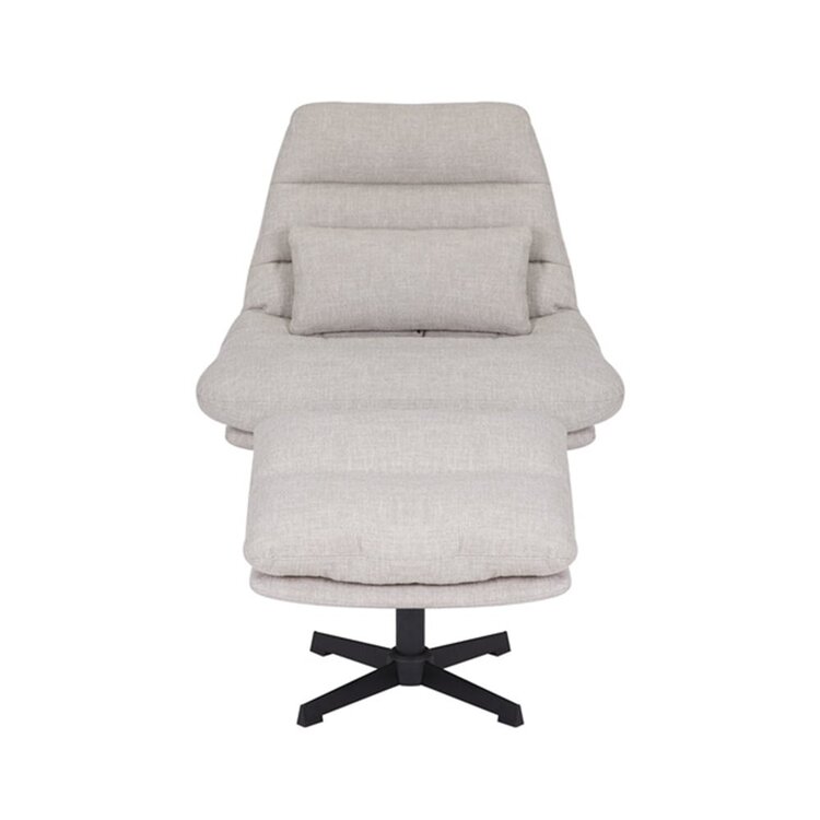 Fauteuil pivotant avec pouf Cristo tissu lin taupe