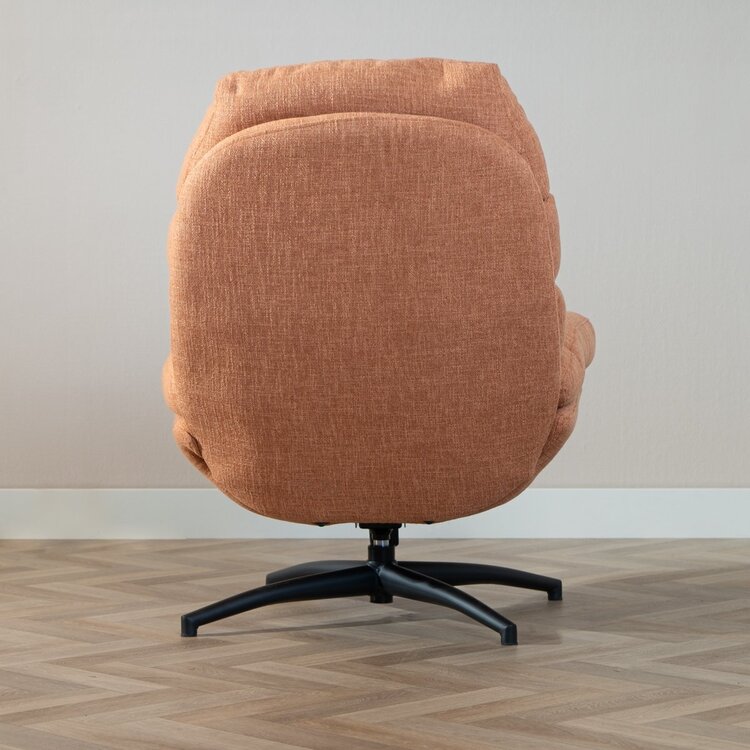 Fauteuil pivotant avec pouf Palma tissu lin orange cuivre