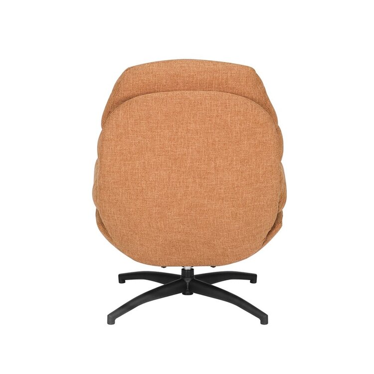 Fauteuil pivotant avec pouf Palma tissu lin orange cuivre