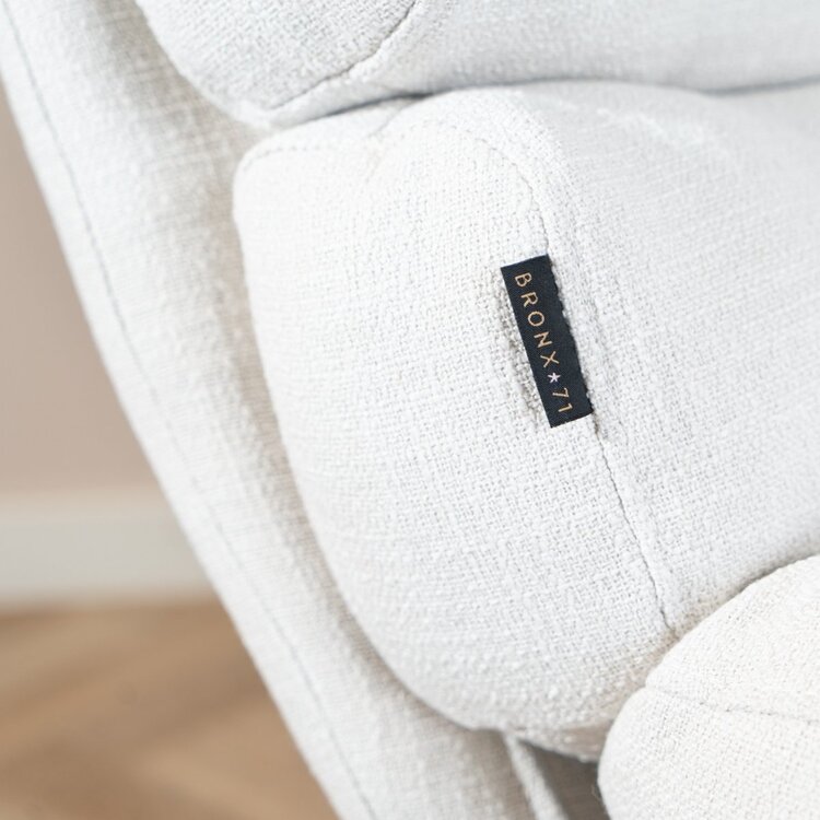 Fauteuil pivotant avec pouf Palma tissu lin blanc cassé