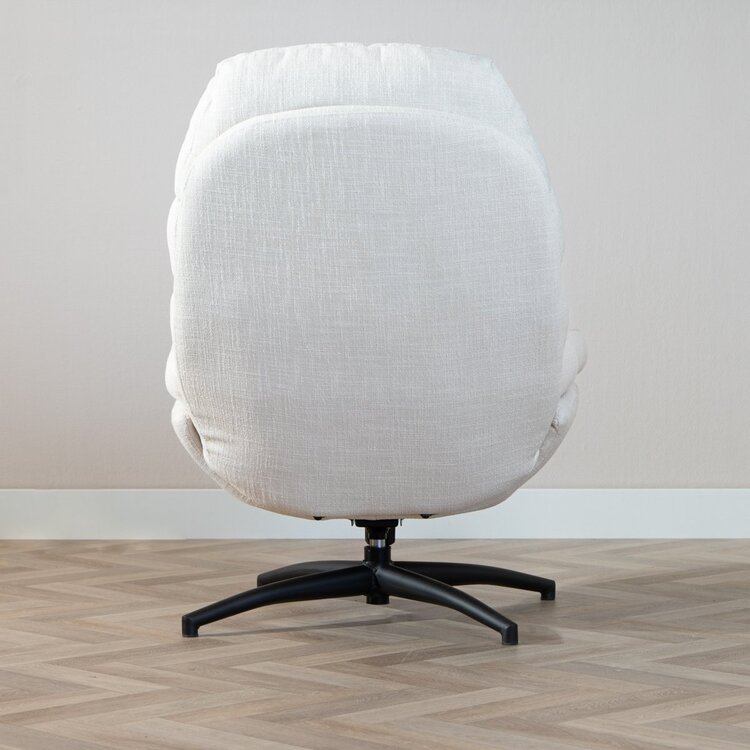 Fauteuil pivotant avec pouf Palma tissu lin blanc cassé