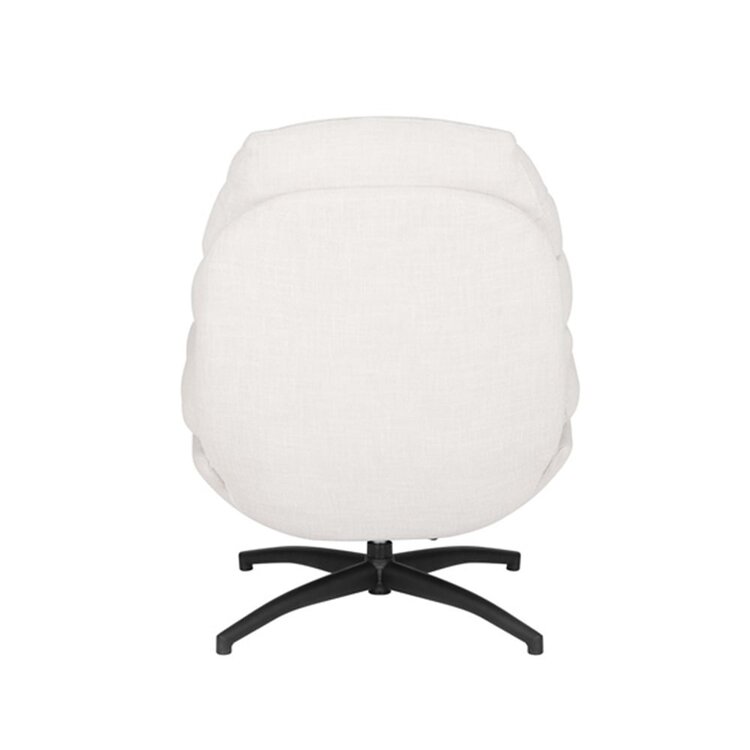 Fauteuil pivotant avec pouf Palma tissu lin blanc cassé