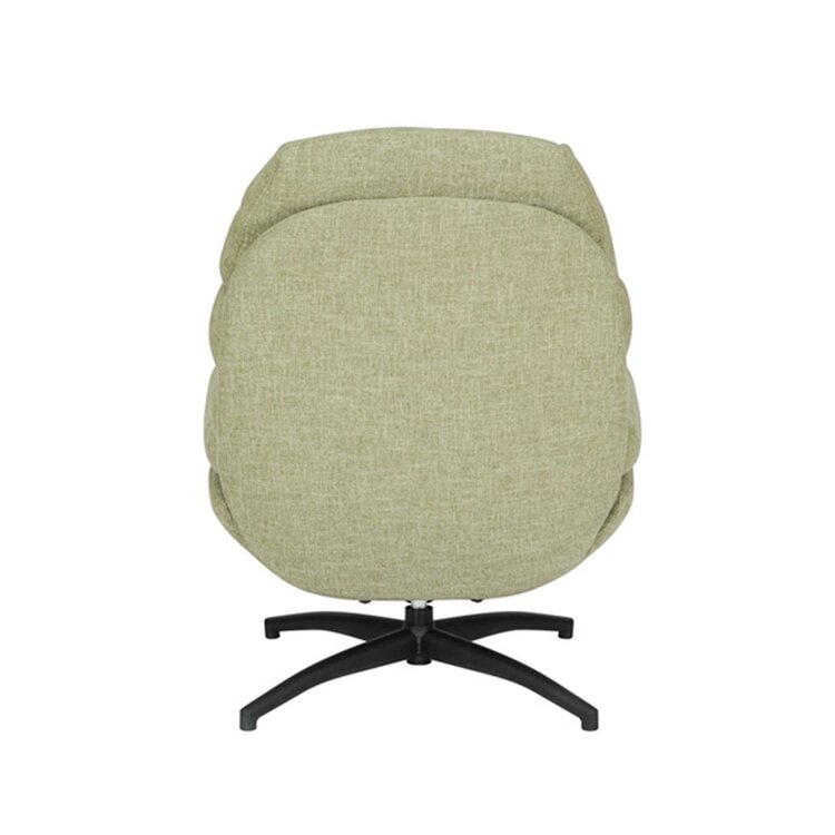 Fauteuil pivotant avec pouf Palma tissu lin vert olive