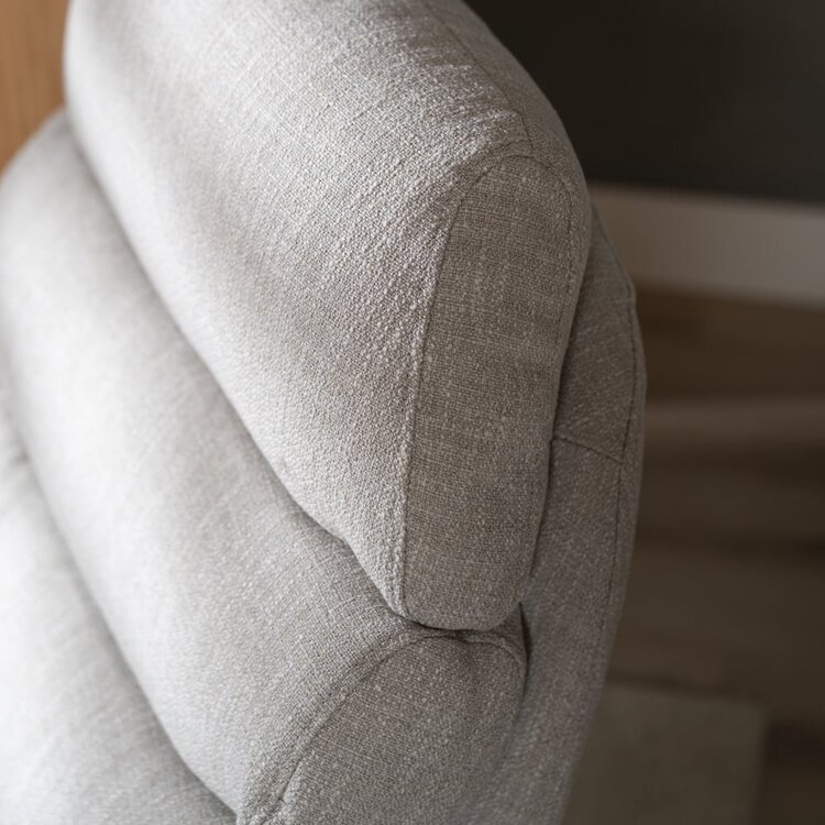 Fauteuil pivotant avec pouf Palma tissu lin taupe