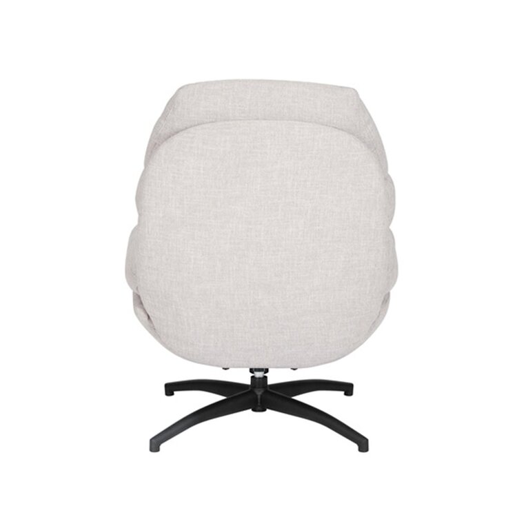 Fauteuil pivotant avec pouf Palma tissu lin taupe