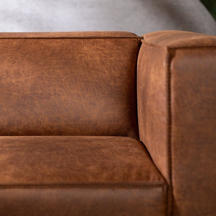 Canapé industriel 3 places Memphis éco-cuir cognac