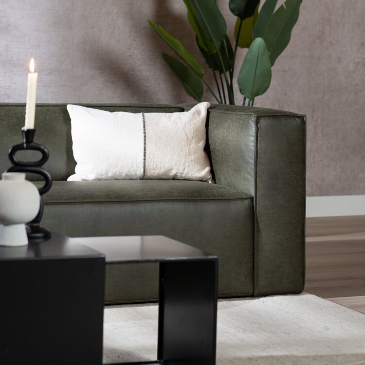 Canapé industriel 3 places Memphis éco-cuir vert