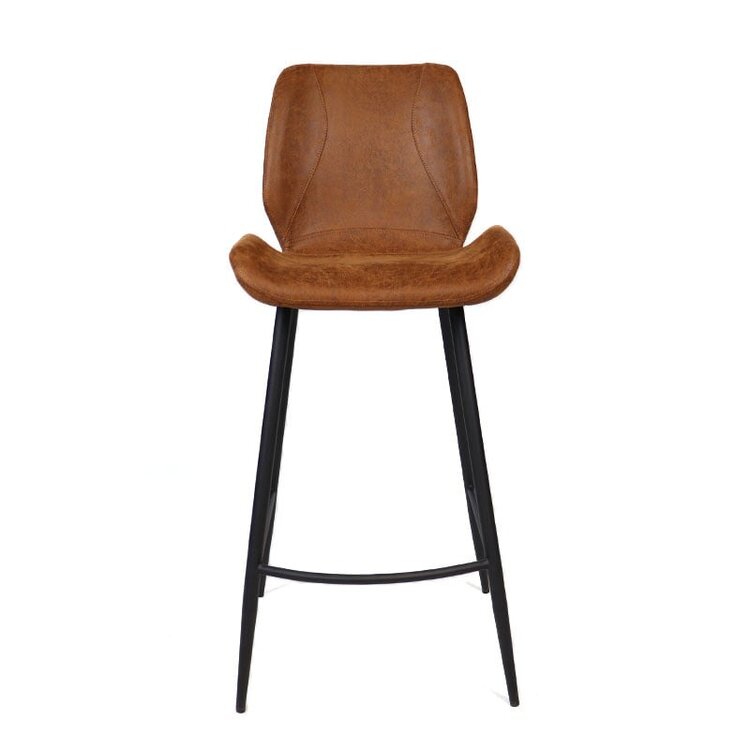 Tabouret de bar industriel Barrel cuir écologique cognac 69 cm