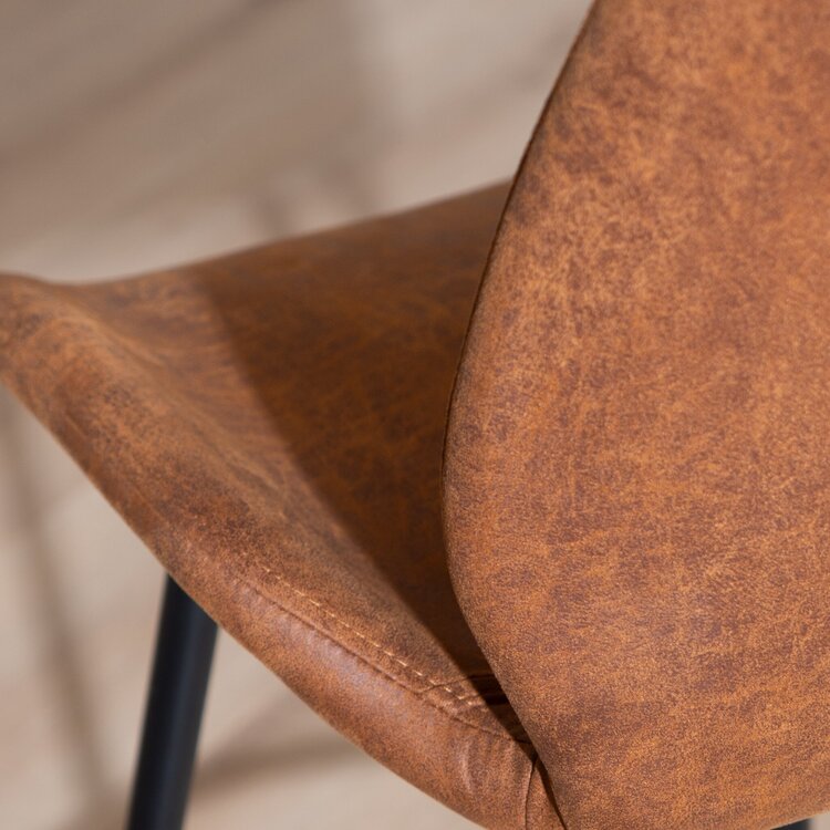 Tabouret de bar industriel Barrel cuir écologique cognac 69 cm