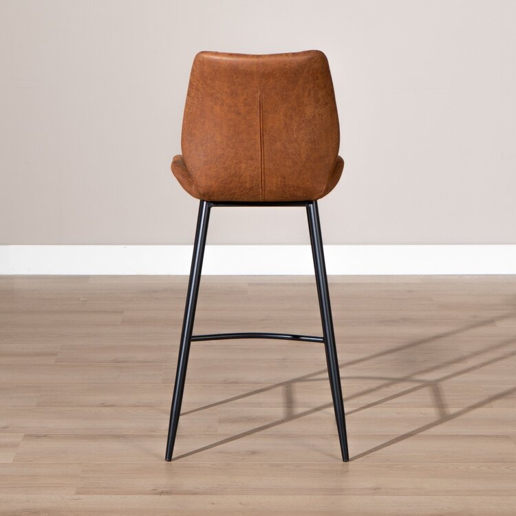 Tabouret de bar industriel Barrel cuir écologique cognac 69 cm