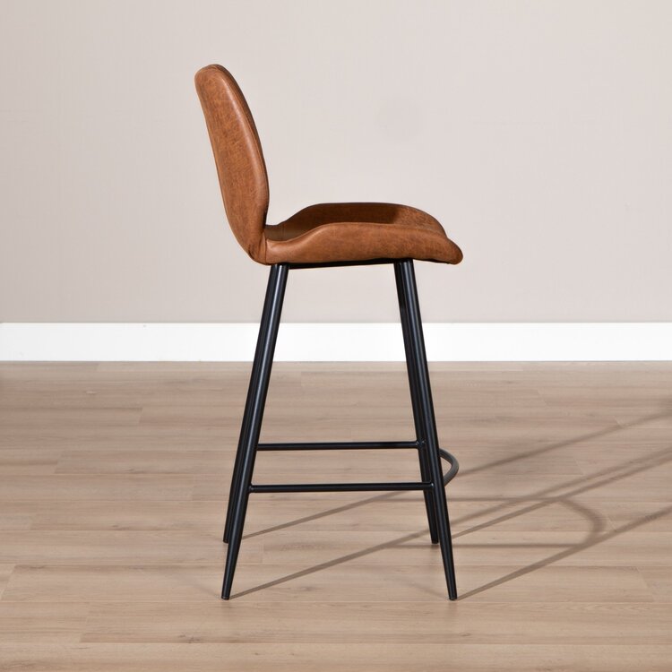 Tabouret de bar industriel Barrel cuir écologique cognac 69 cm