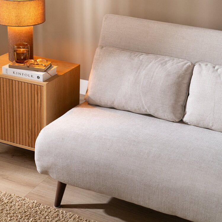 Canapé convertible lit 120 x 190 cm Kristian beige tissu recyclé