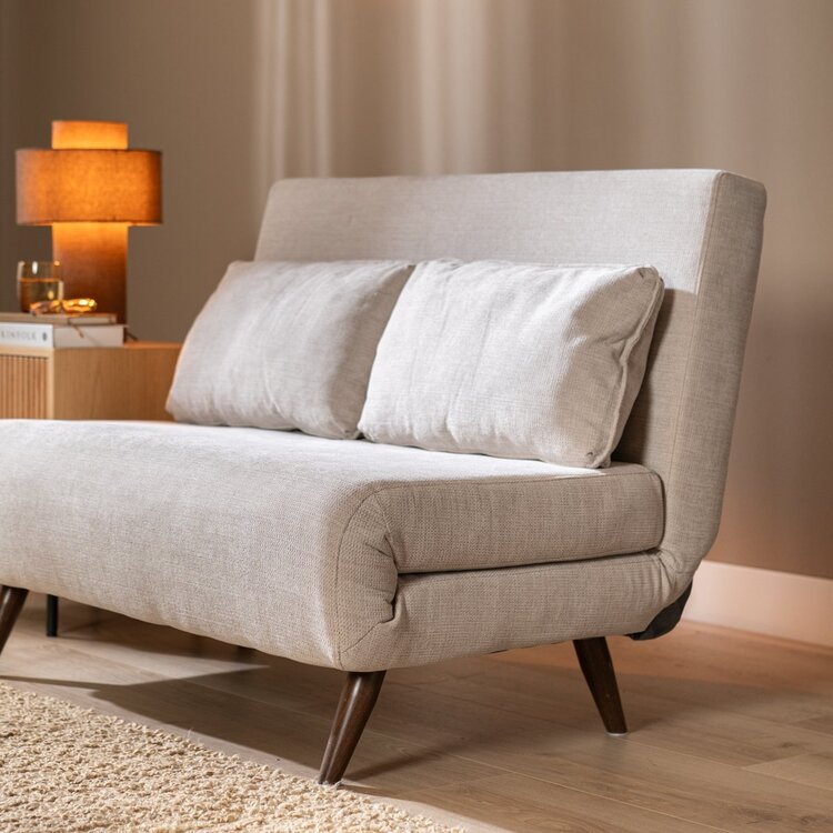 Canapé convertible lit 120 x 190 cm Kristian beige tissu recyclé