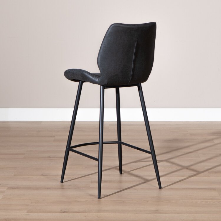 Tabouret de bar industriel Barrel cuir écologique noir/ anthracite 69 cm