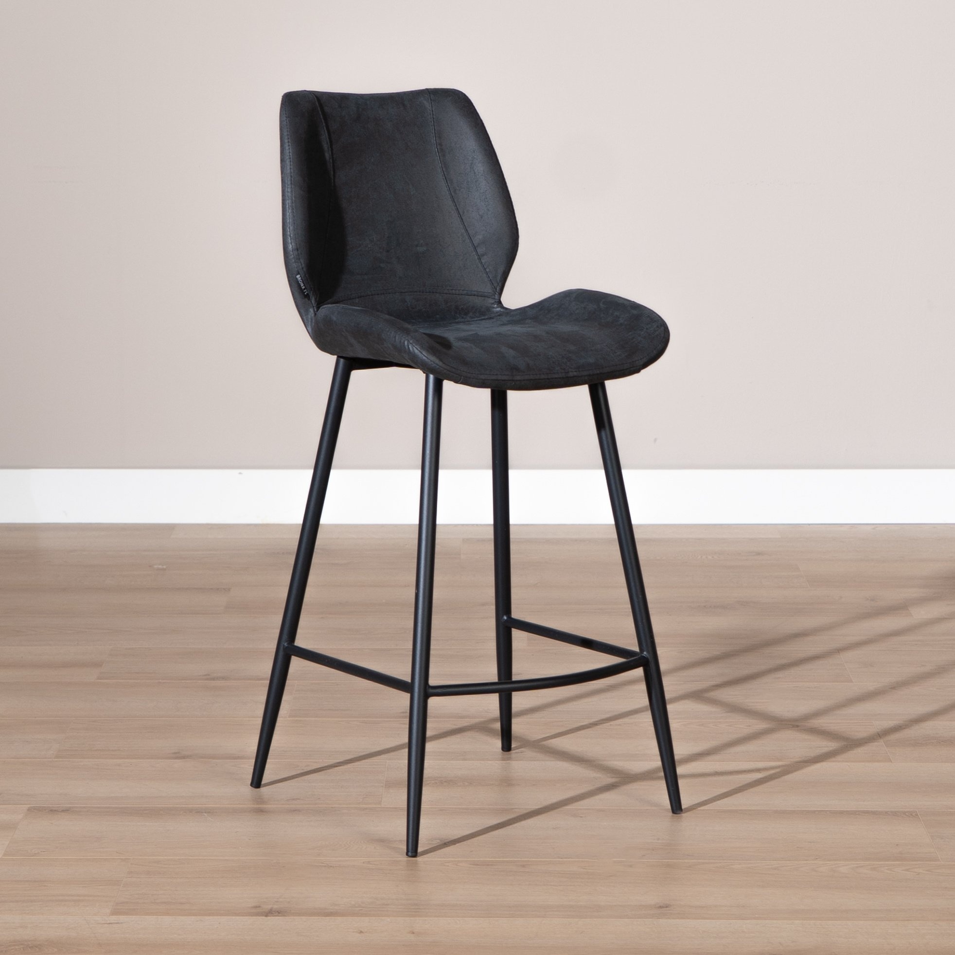 Tabouret de bar industriel Barrel cuir écologique noir/ anthracite 69 cm