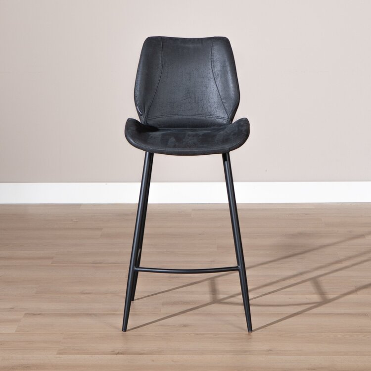Tabouret de bar industriel Barrel cuir écologique noir/ anthracite 69 cm