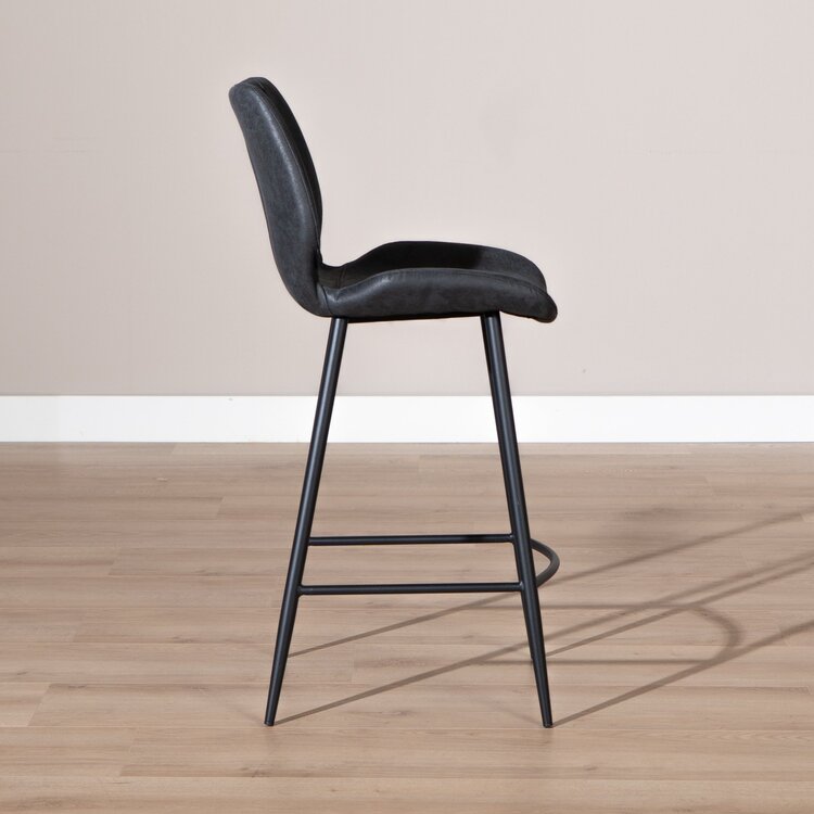 Tabouret de bar industriel Barrel cuir écologique noir/ anthracite 69 cm